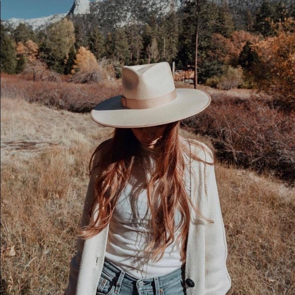 Boho Rancher Chic Hat Beige Tan Cowboy Western - Picture 4 of 7